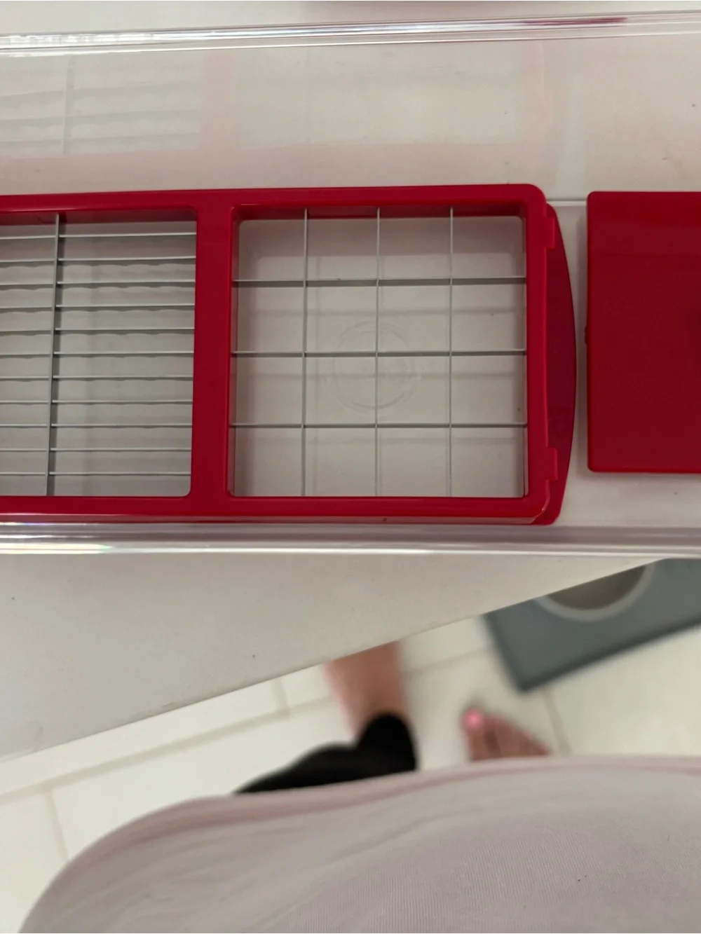 Red and White Plastic Kitchen Tool - Push Button Design vegetable chopper